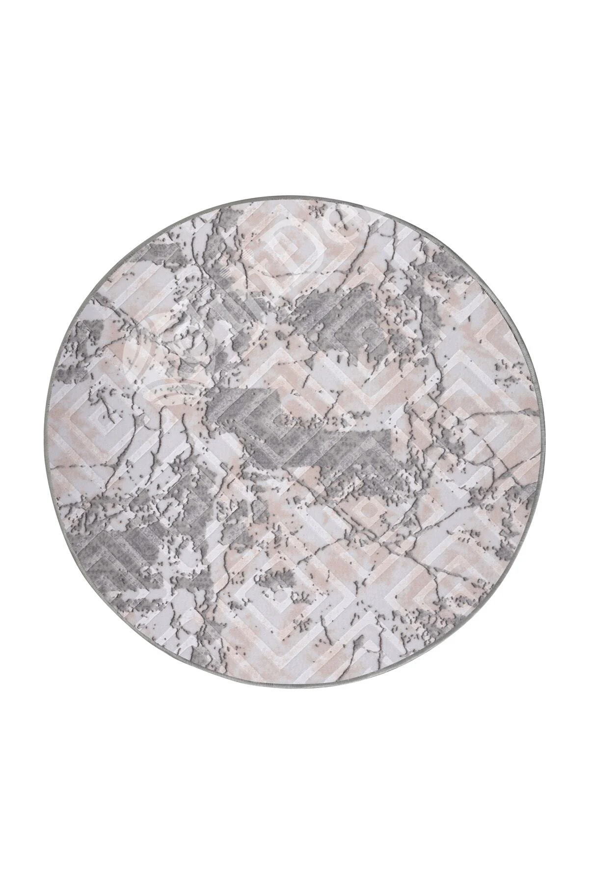 Karo Gri3 Yuvarlak Saçaksız Yıkanabilir Kaymaz Halısı Banyo Halısı 150X150 Karo Gri3 Yuvarlak Saçaksız Yıkanabilir Kaymaz Halısı Banyo Halısı 150X150