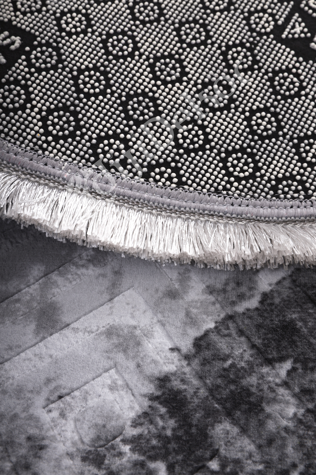 KAROBİ Oval Saçaklı Halı ANTRASİT Silinebilir 100x200