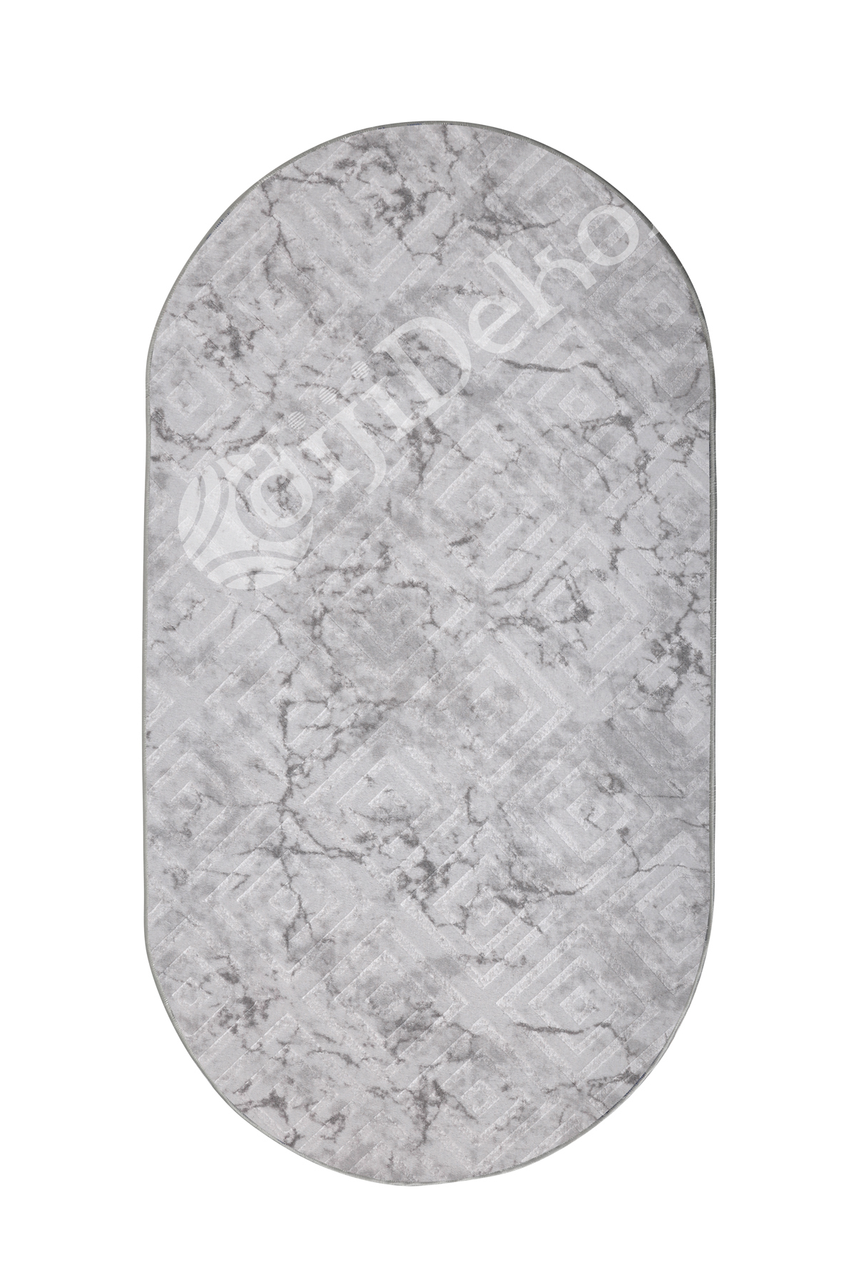 KAROBİ Oval Saçaksız Halı GRİ Silinebilir Yolluk 60x100