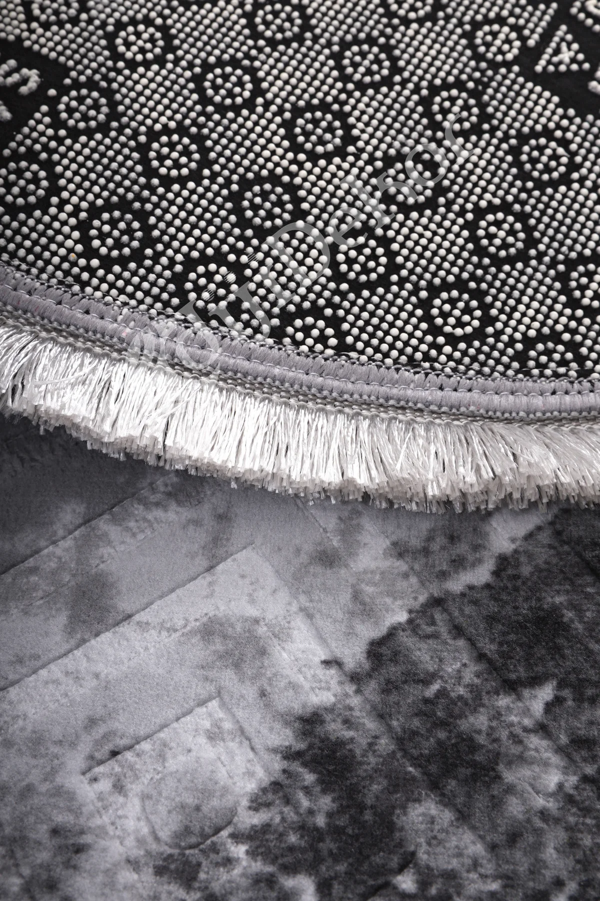 KAROBİ Oval Saçaksız Halı ANTRASİT Silinebilir Yolluk 60x350