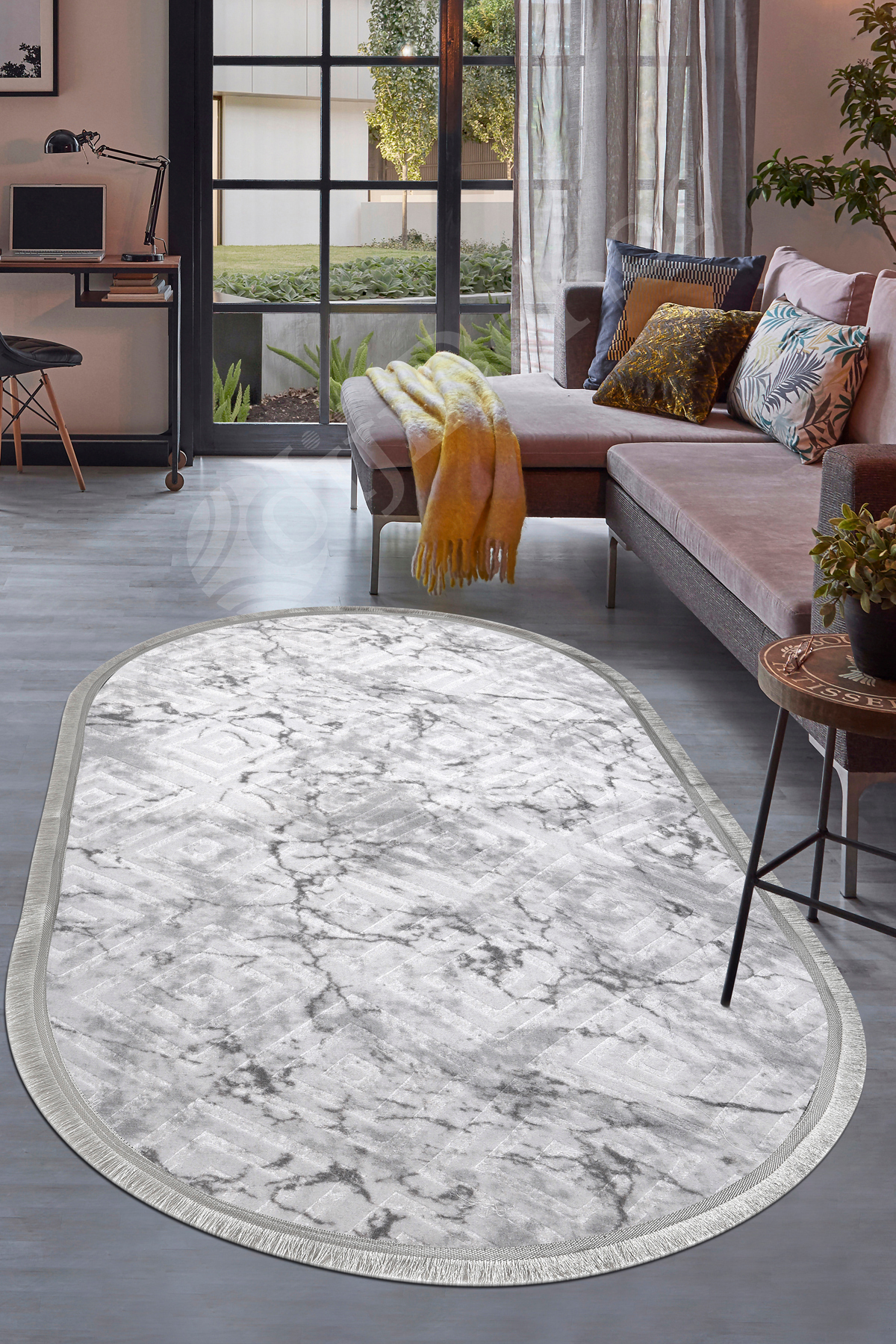 KAROBİ Oval Saçaksız Halı GRİ Silinebilir Yolluk 120x150 Fiyatı, Yorumları ve Özellikleri