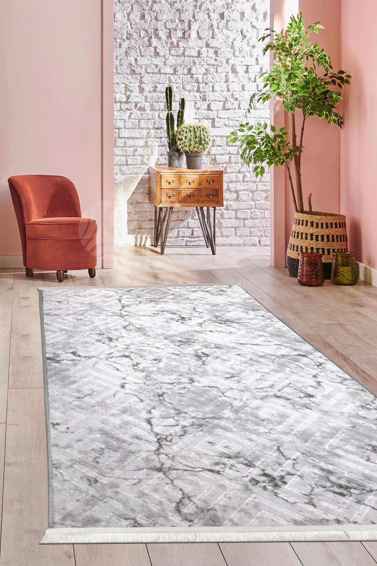KAROBİ Saçaklı Halı GRİ Silinebilir 120x150 Fiyatı, Yorumları ve Özellikleri
