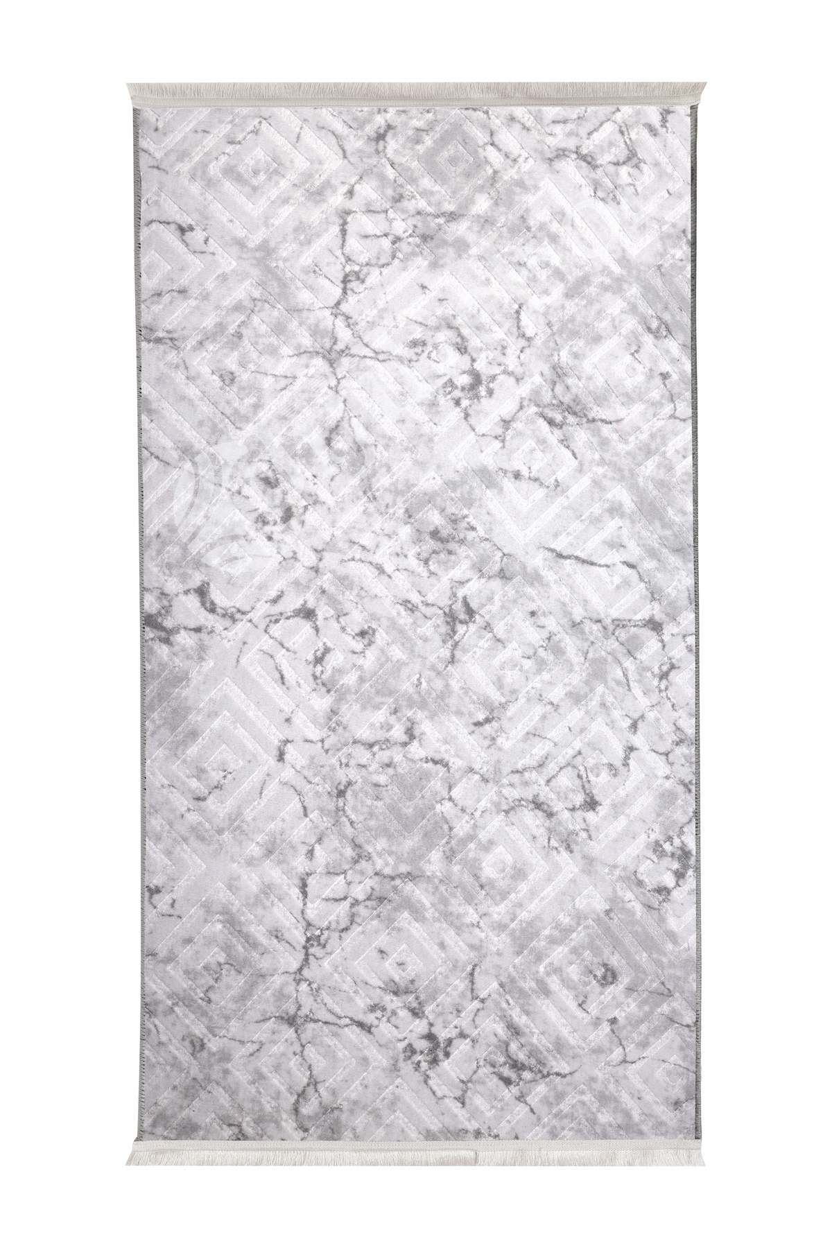 KAROBİ Saçaklı Halı GRİ Silinebilir 60x100