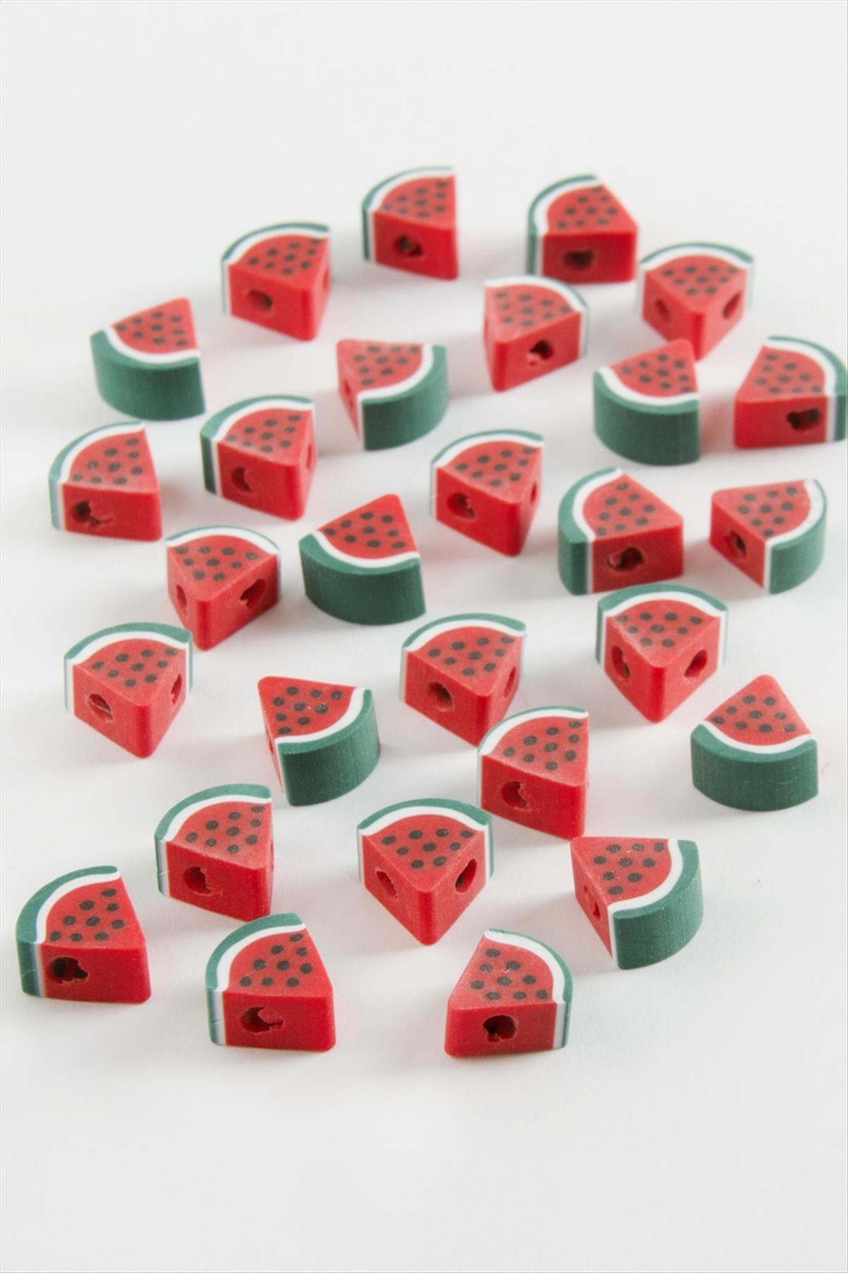 Karpuz Desenli Fimo Boncuk 100 Adet