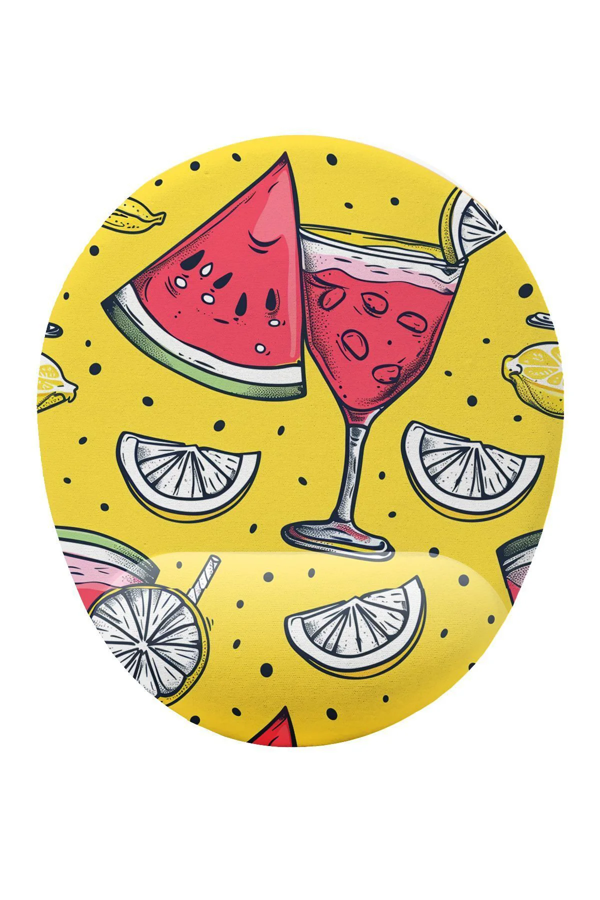 Karpuz Limon Kokteyli Bilek Destekli Mouse Pad Ergonomik Kaymaz T