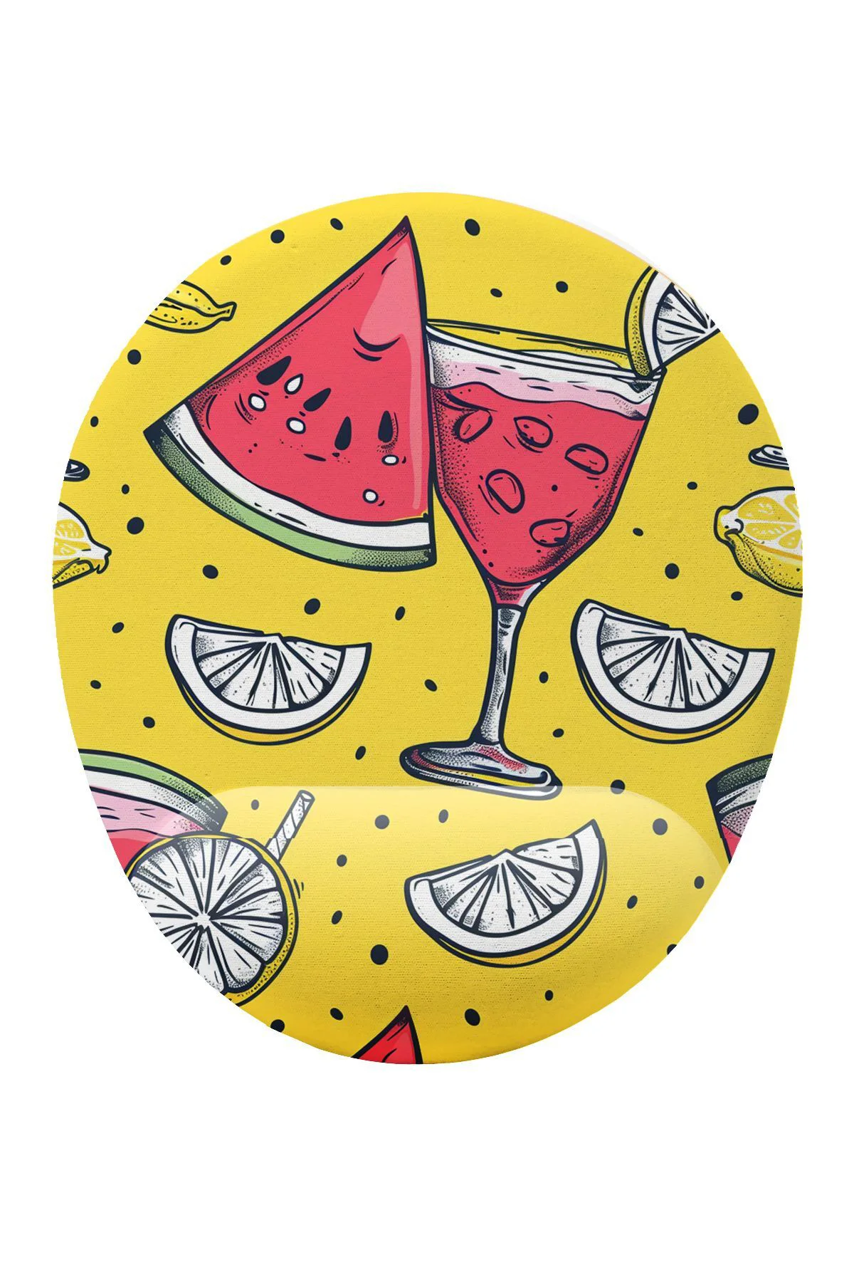 Karpuz Limon Kokteyli Bilek Destekli Mouse Pad Ergonomik Kaymaz T