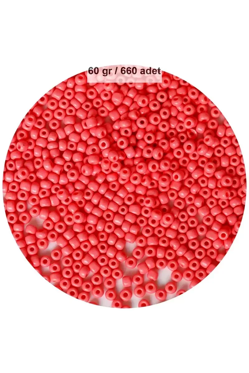 Karpuz Pembesi Renk 4 mm Yaklaşık 660 adet / 60 gram Cam Boncuk O