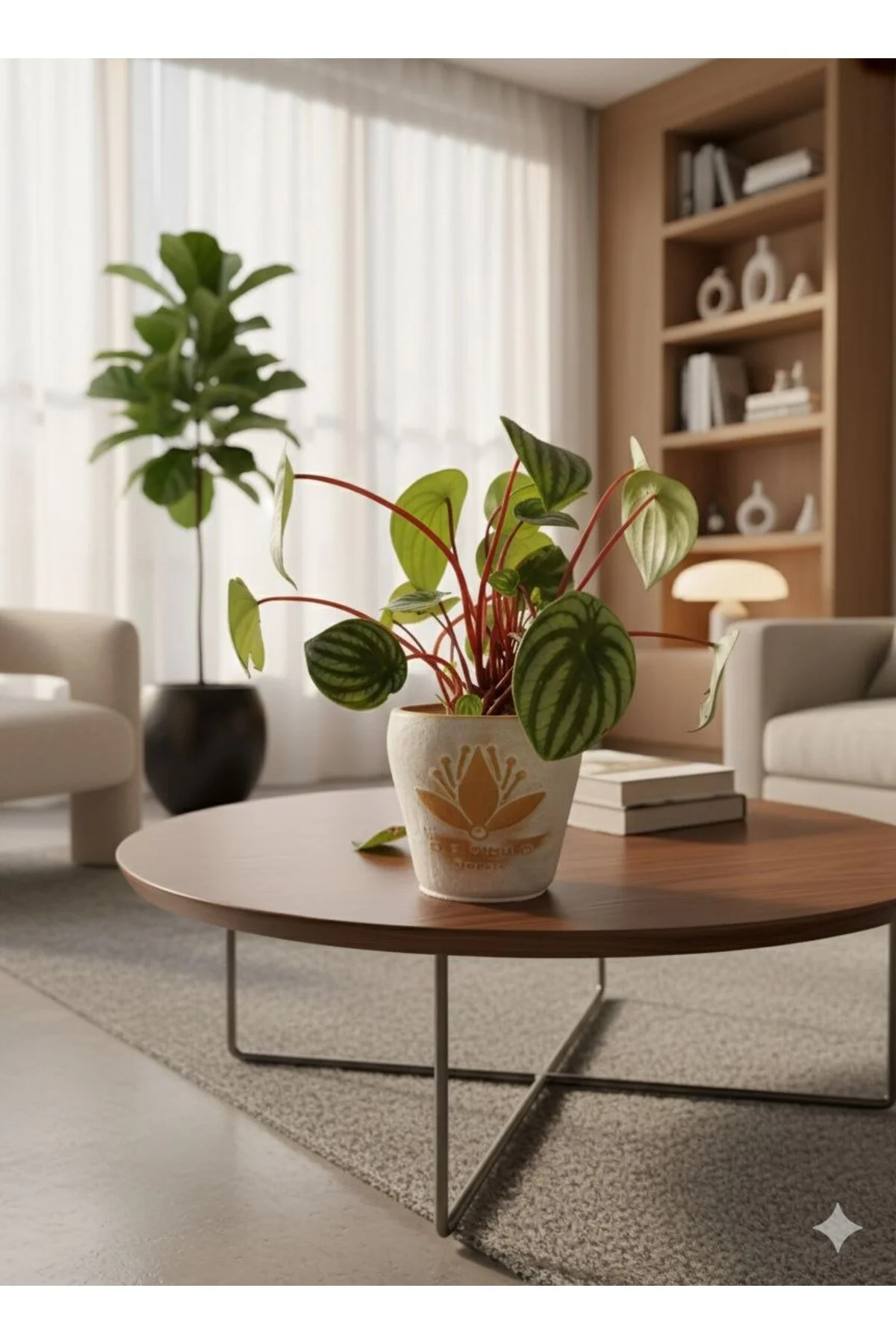 Karpuz Peperomia (Peperomia argyreia) - Dekoratif Taş Saksılı - Görsel 4