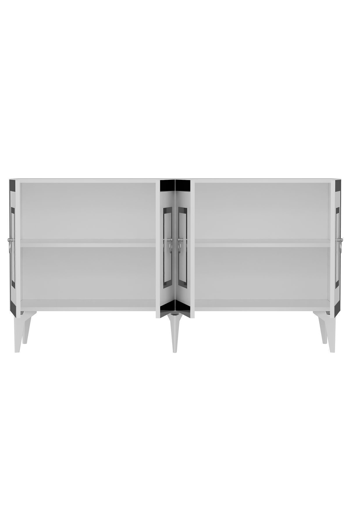 Cantek Dizayn Karrya Konsol 4 Kapakli Rafli Beyaz-Gümüş