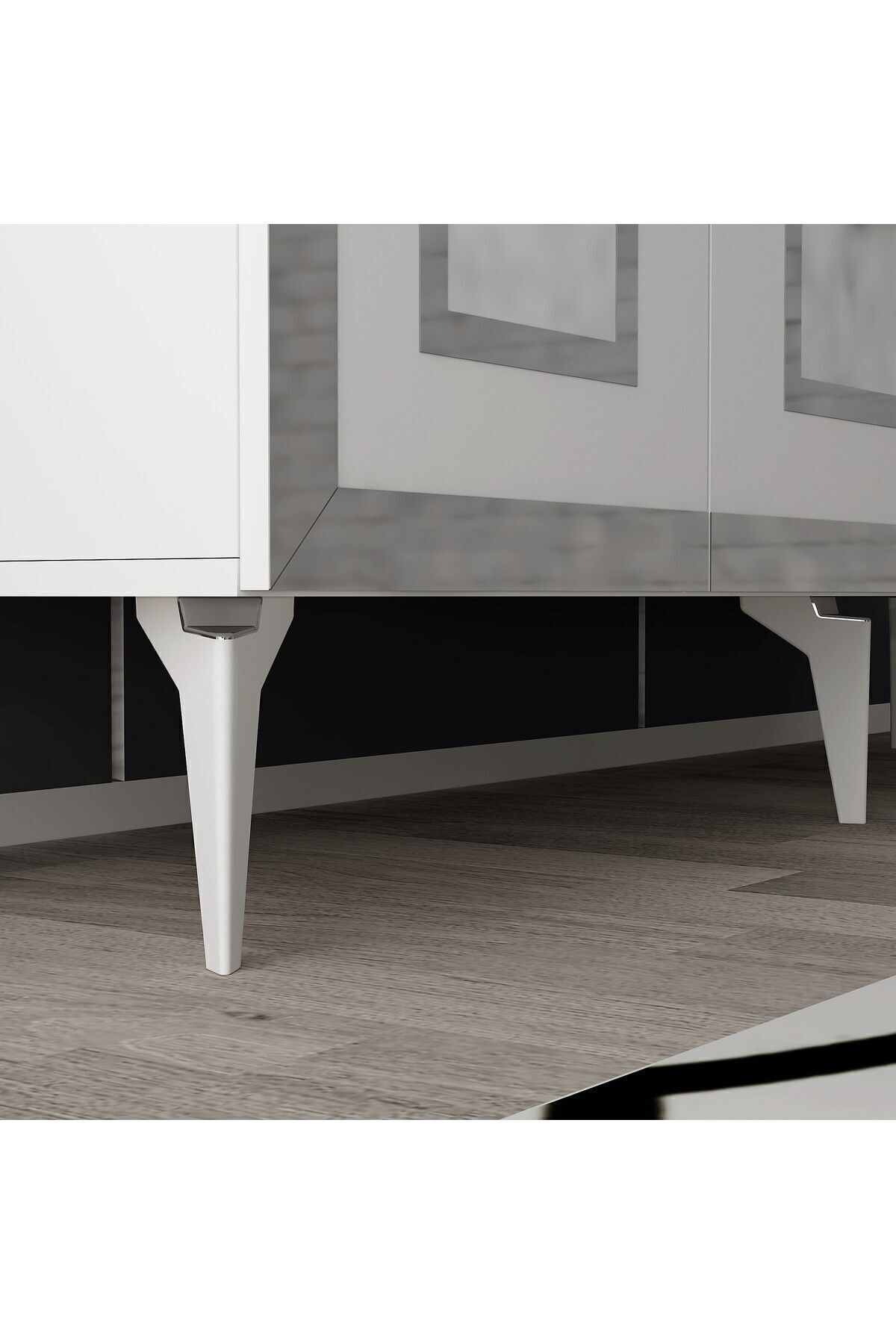 Cantek Dizayn Karrya Konsol 4 Kapakli Rafli Beyaz-Gümüş