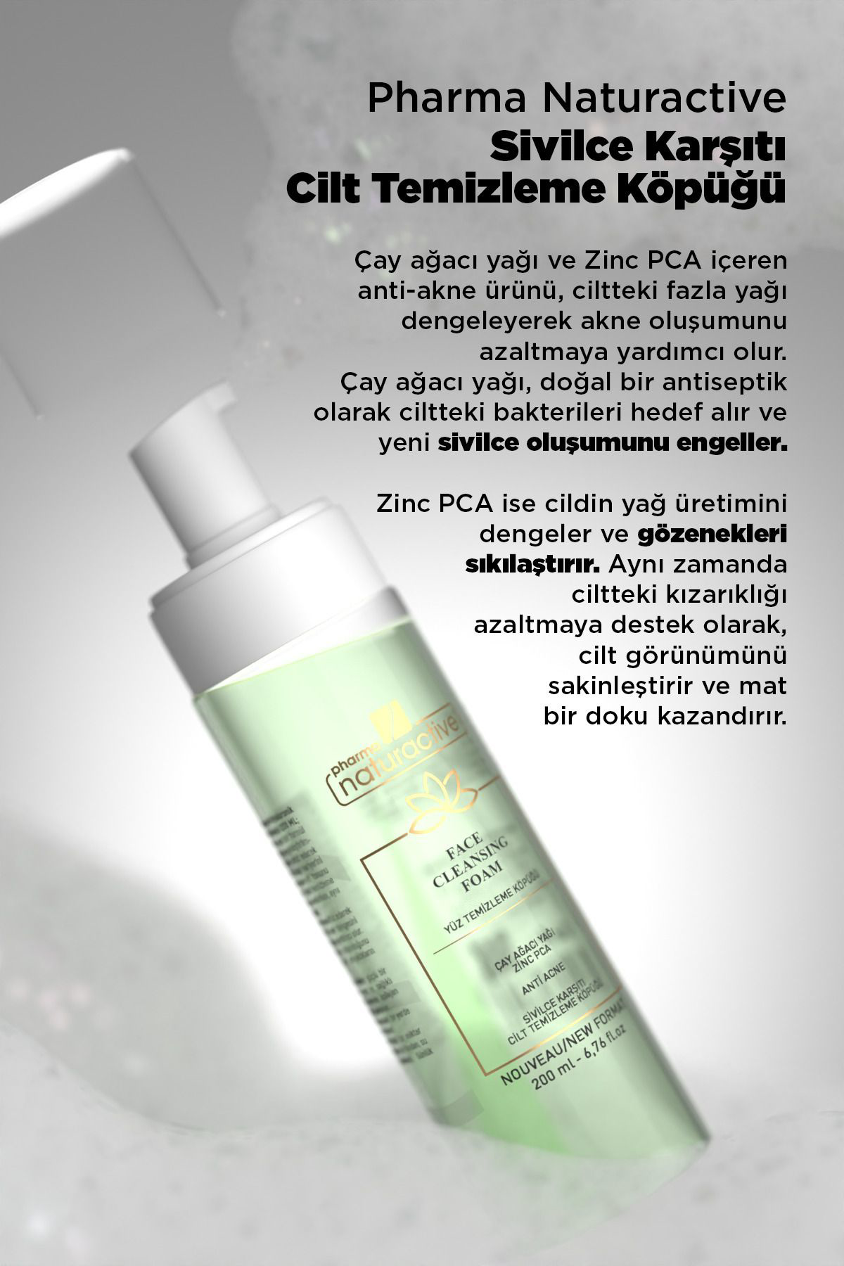 Pharmanaturactive Karşıtı Çay Ağacı Yağı & Zinc Pca Yüz Temizleme Köpüğü, 200Ml