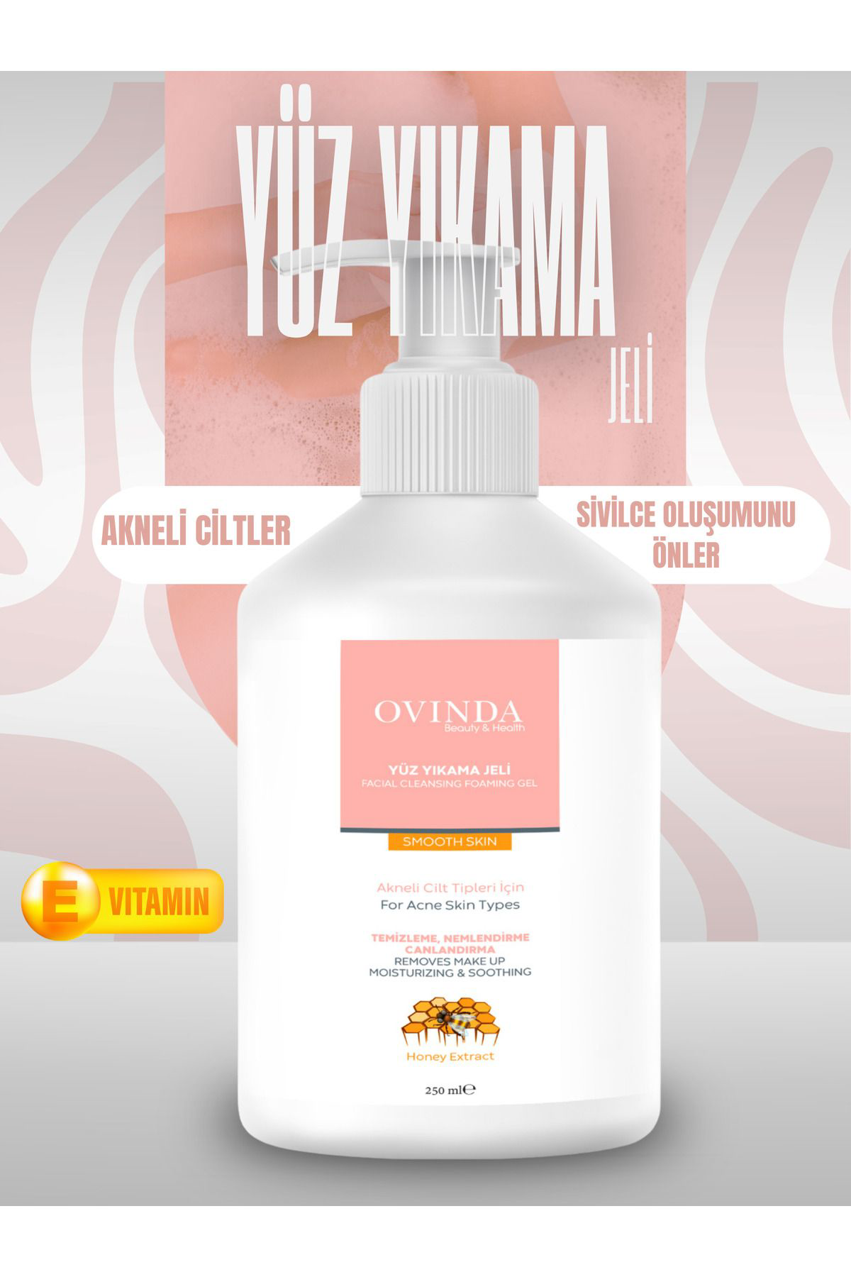 Ovinda Karşiti Yüz Yikama Jeli Akneli Ciltler 250 Ml Nemlendirme - Temiz