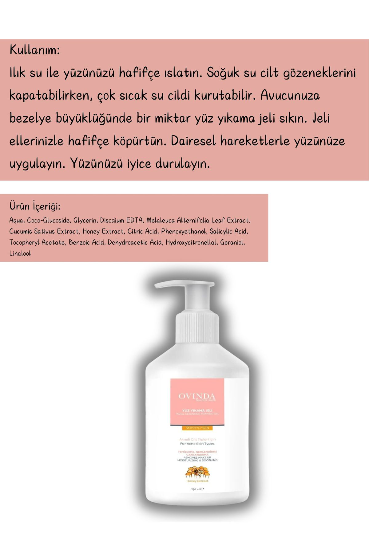 Ovinda Karşiti Yüz Yikama Jeli Akneli Ciltler 250 Ml Nemlendirme - Temiz