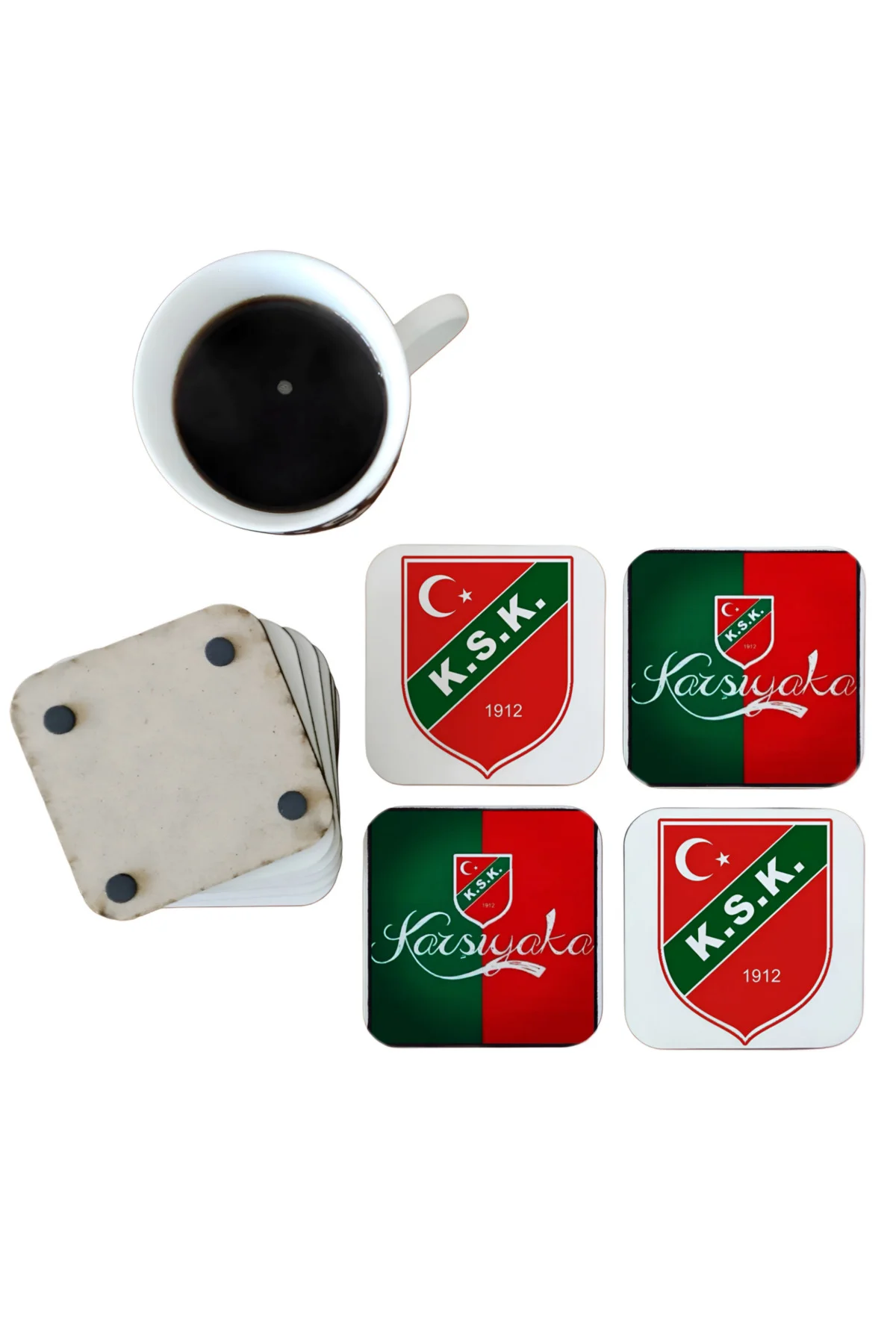Karşıyaka Spor Dekoratif Ahşap Bardak Altlığı Seti 0121