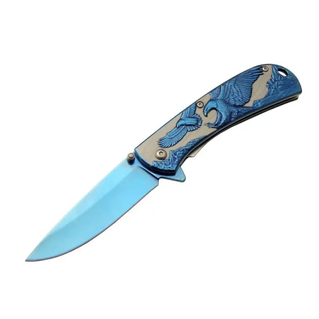 Kartal  Çift Mavi 20 Cm Kamp / Outdoor Çakı 21cm - Yarı Otomatik,