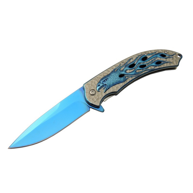 Kartal  Mavi TK 21 cm Kamp / Outdoor Çakı  - Yarı Otomatik, Kemer