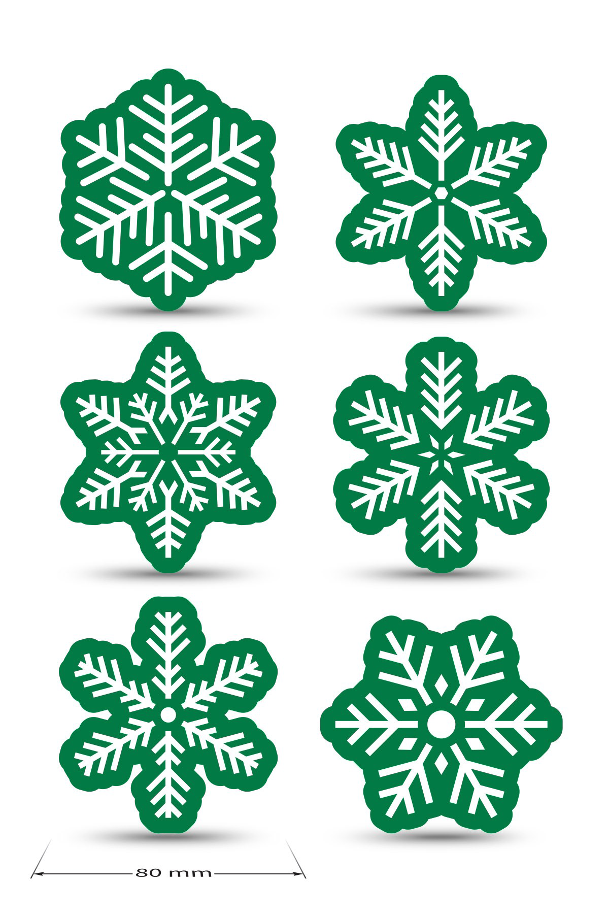 Artikel Kartaneleri Desenli Yeşil Keçe Bardak Altlığı 6'Lı Takım, Ofis Ak