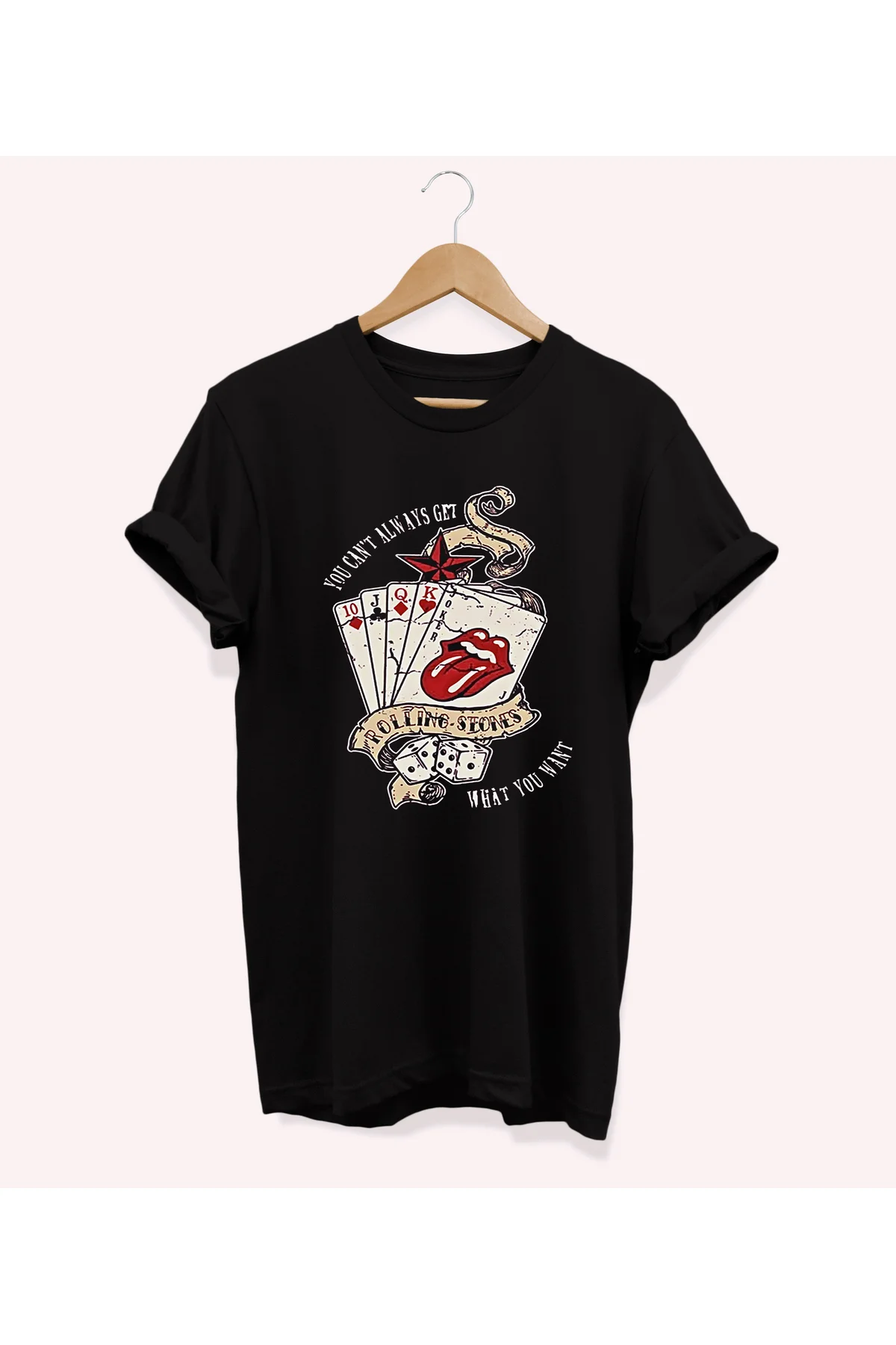 , Kartlar Baskılı, %100 Pamuk, Bisiklet Yaka, Basic T-shirt, Norm