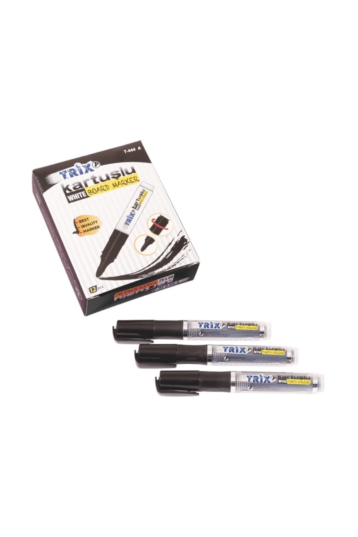 Kartuşlu Beyaz Tahta Kalemi Siyah 12 Adet