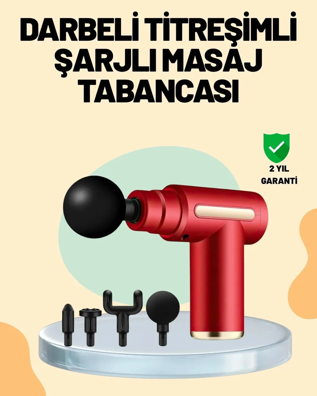 Kas Gevşetici Masaj Tabancası 4 Başlık Ve Ayarlanabilir Hız Çok R