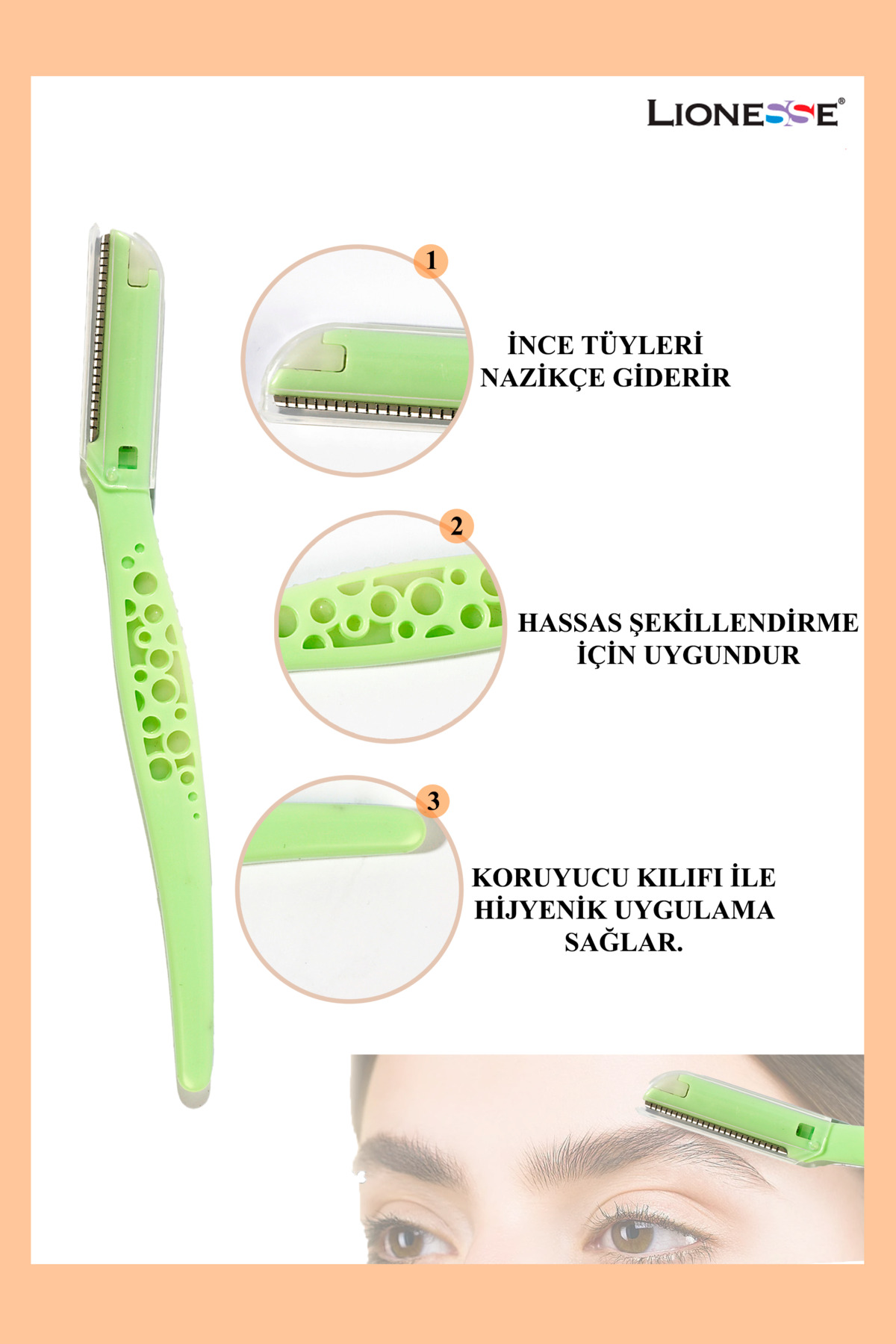 Lionesse Kaş Usturasi 4215 - Koruyucu Kilif , Ergonomik Sap