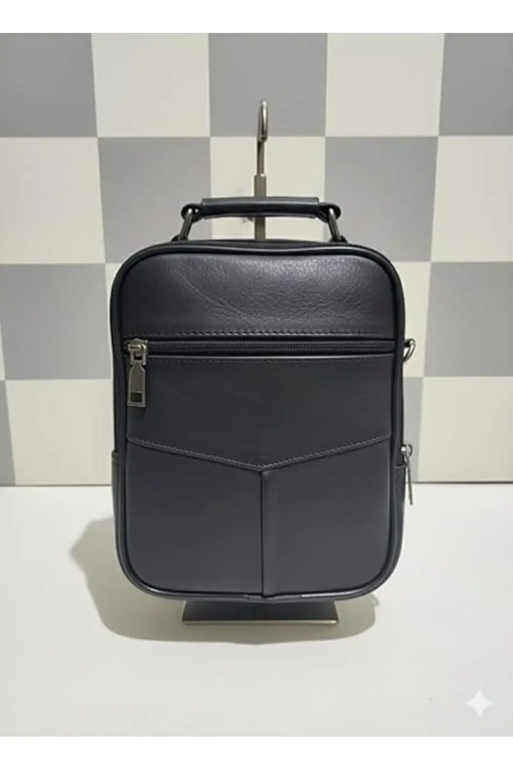 Kasalı Bölmeli Deri Erkek Çantası