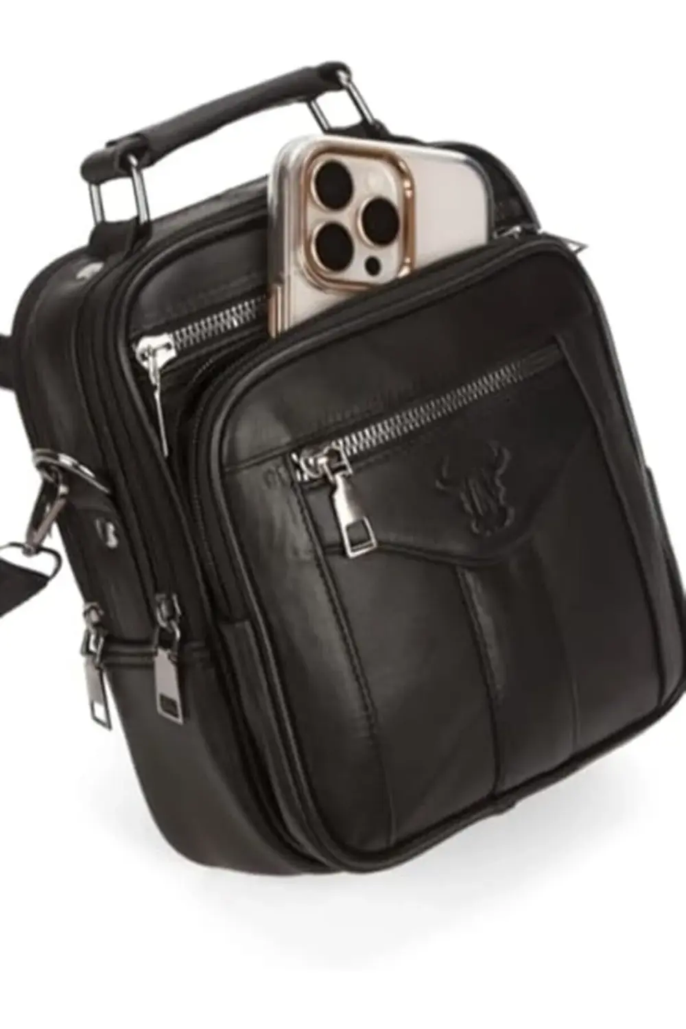 Kasalı Bölmeli Deri Erkek Çantası