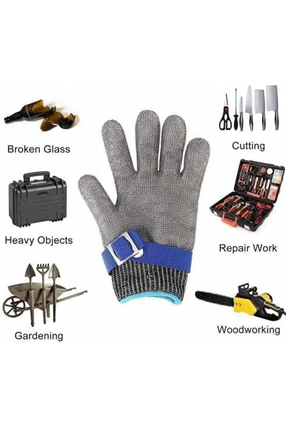 Kasap Eldiveni Kesilmez Çelik Eldiven Paslanmaz Metal Tel Hasır Ö