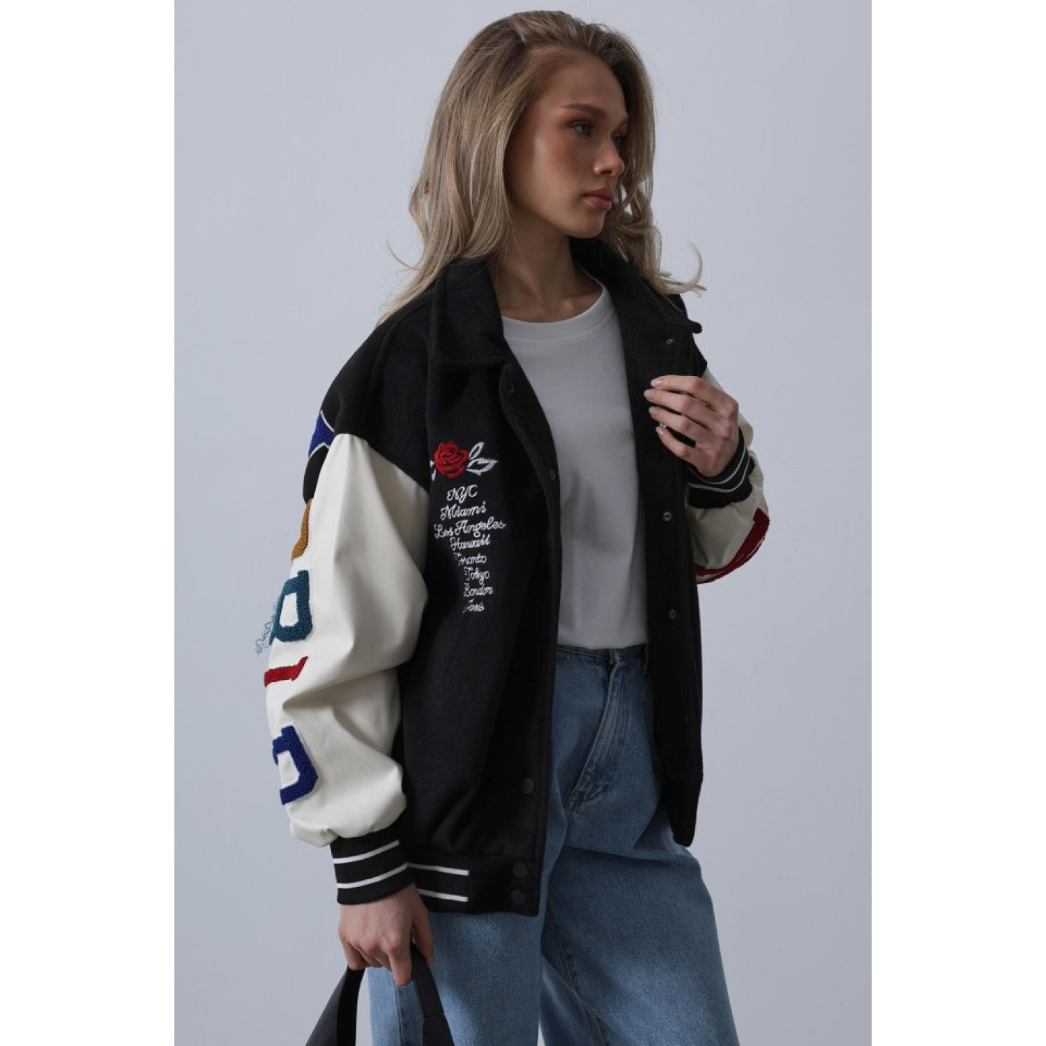 Kaşe Biker Ceket - Siyah