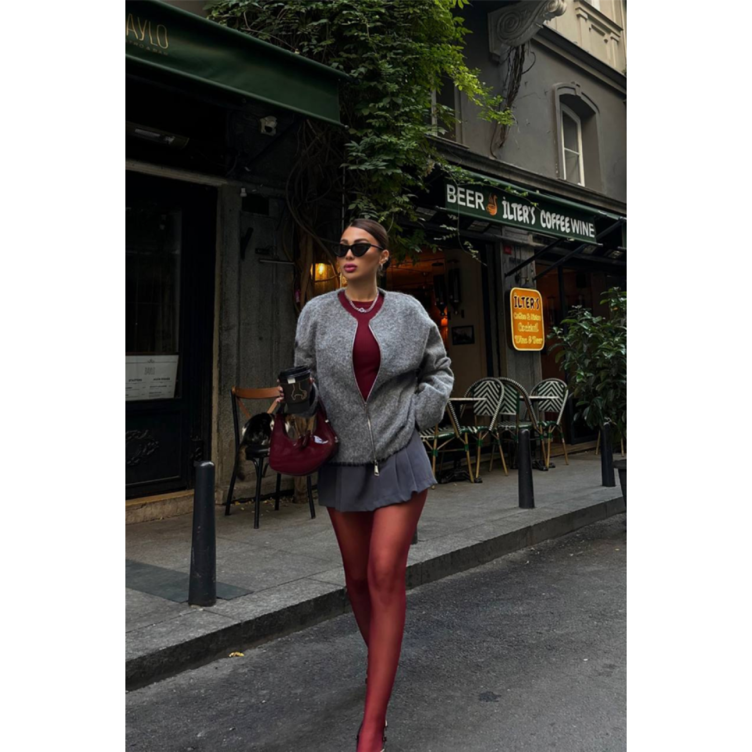 KAŞE FERMUARLI BLUZ - Gri