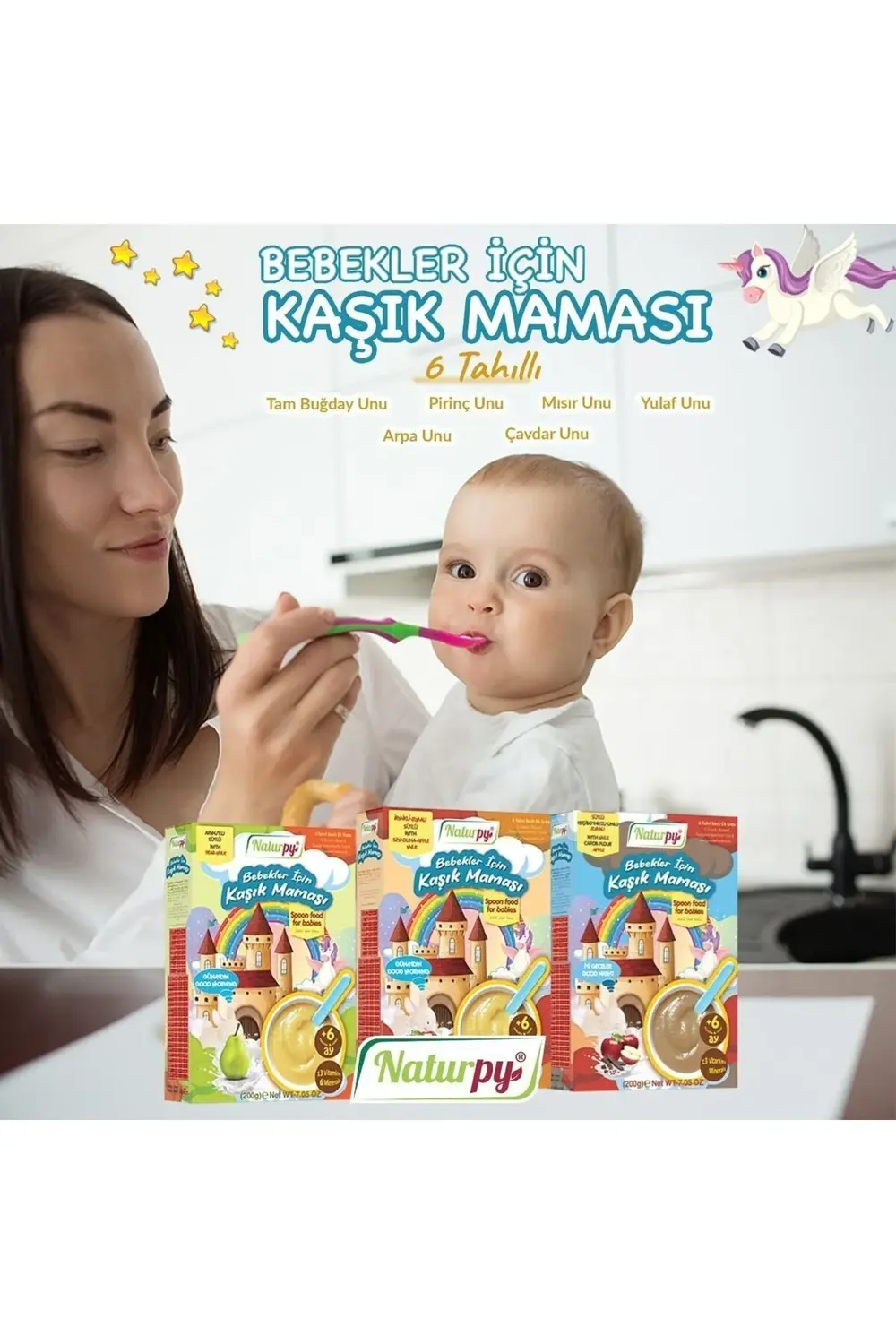 Naturpy Kaşık Maması 6+ Keçiboynuzu,Elmalı,Sütlü 200 G