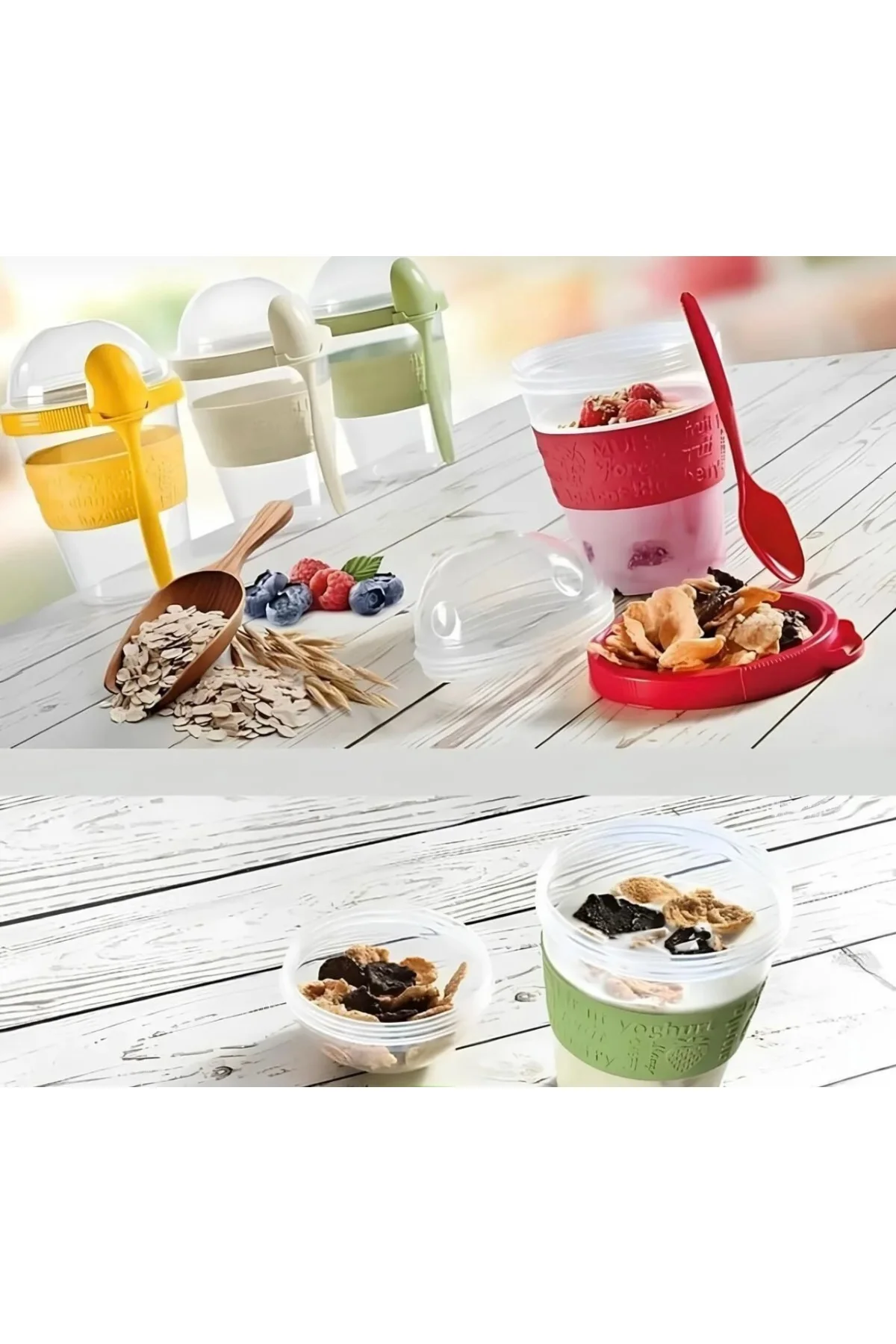 Kaşıklı Hazneli Yoğurt Müsli Granola Meyve Kuruyemiş Atıştırmalık