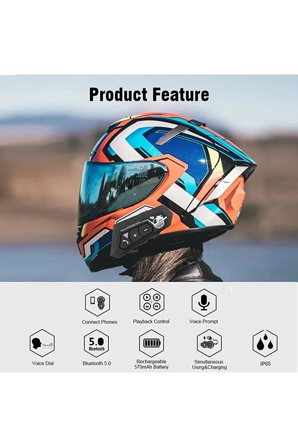 Kask Bluetooth Motosiklet Kulaklık 5.0 Motosiklet Kulaklık