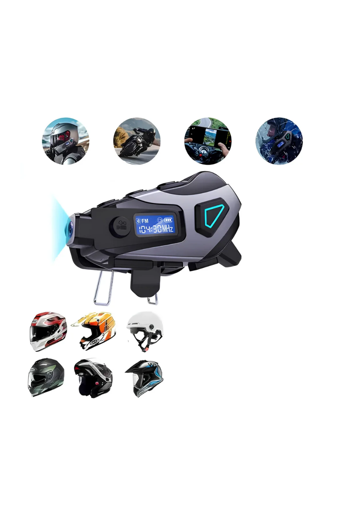 Kask İçi Bluetooth Kulaklık Kamera Özellikli Uzun Pil Ömrü ve Su 