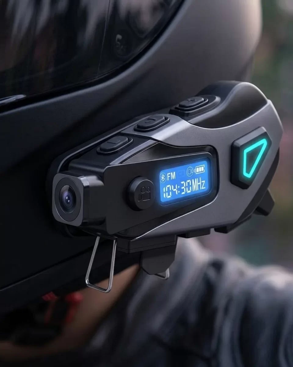 Kask İçi Bluetooth Kulaklık Kamera ve Fener Özellikli Su Geçirmez Motor Kulaklığı