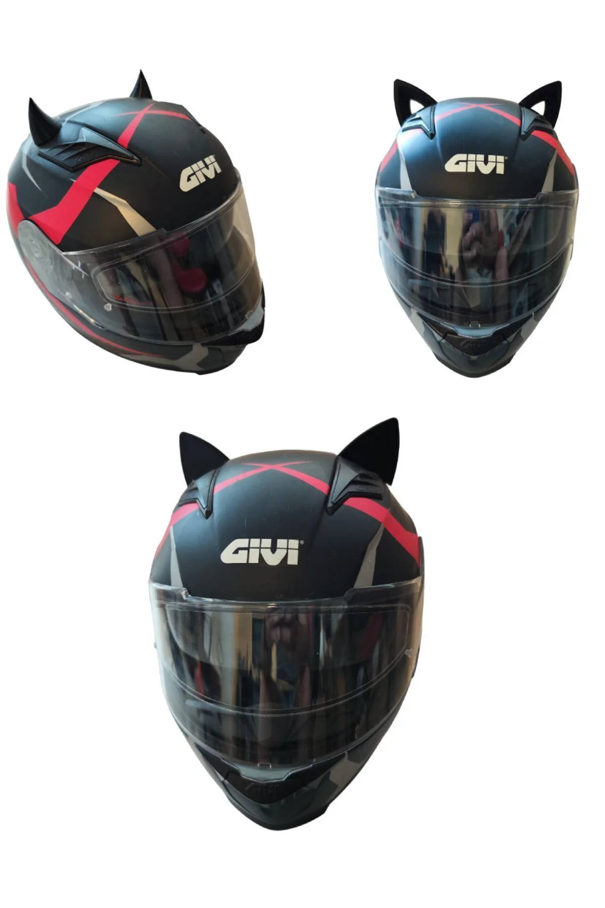Kask Kulağı 3 lü set Kedi Kulağı,Şeytan boynuzu ve Rüzgar Tutmaz kedi kulağı sağ sol takım siyah Kask Kulağı 3 lü set Kedi Kulağı,Şeytan boynuzu ve Rüzgar Tutmaz kedi kulağı sağ sol takım siyah - Görsel 3