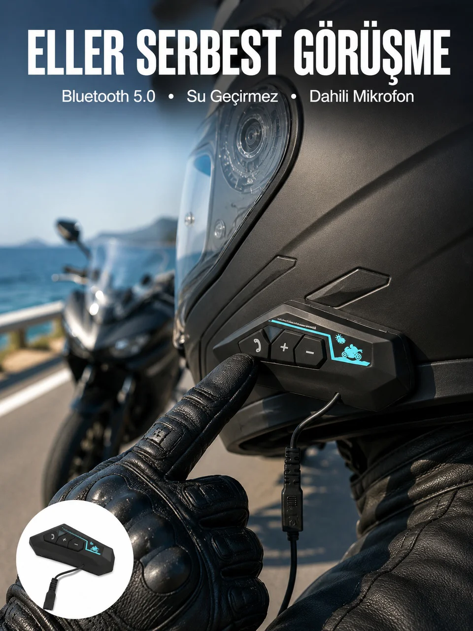 Kask Kulaklığı Motosiklet Intercom Interkom Dinleme Konuşma Özellikli Su Geçirmez - Lisinya