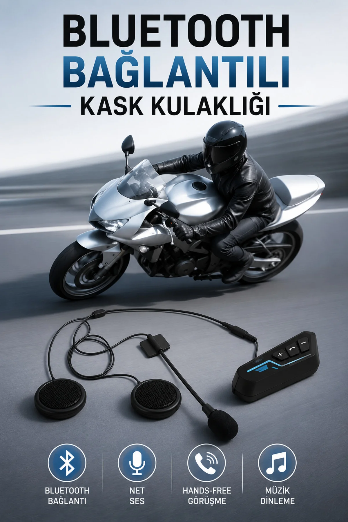Kask Kulaklığı Motosiklet Intercom Interkom Dinleme Konuşma Özell