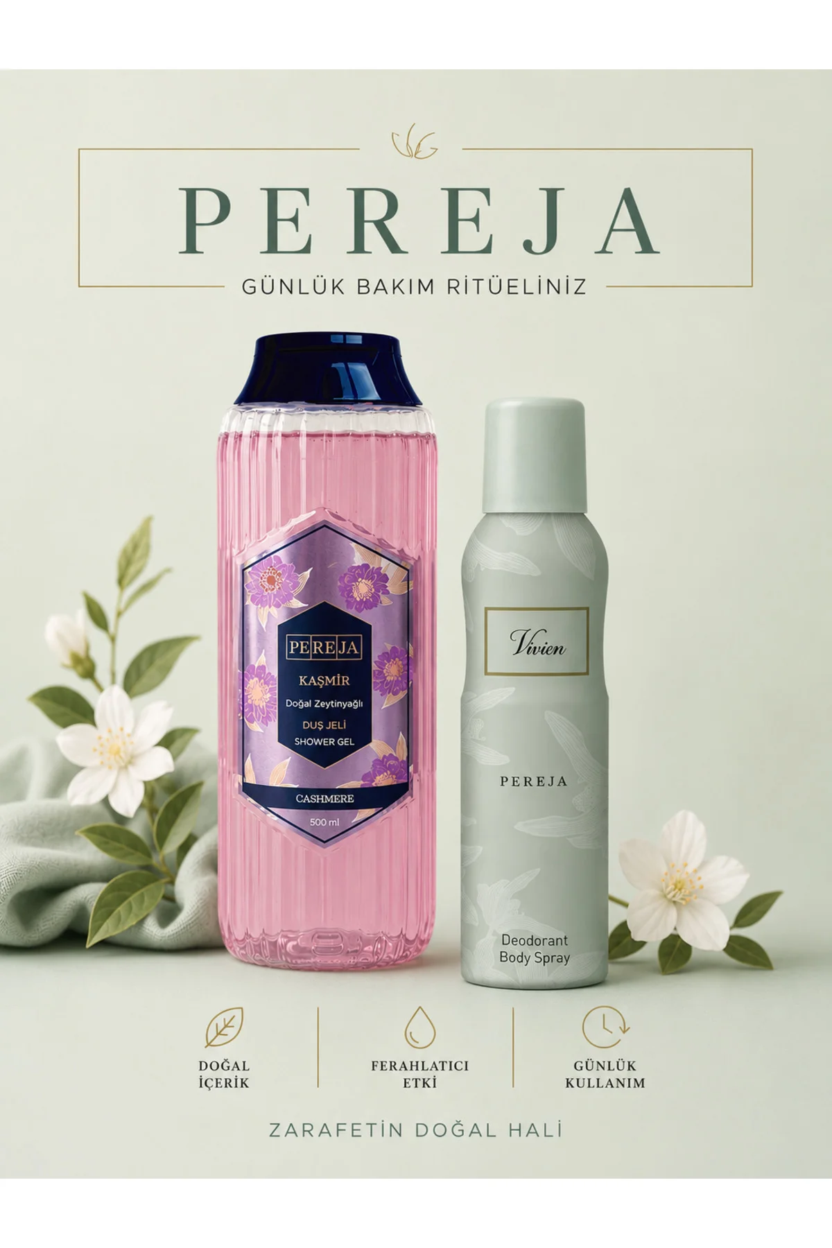 Kaşmir doğal zeytinyağlı duş jeli 500 ml + Vivien deodorant hediyeli Fiyatı, Yorumları ve Özellikleri
