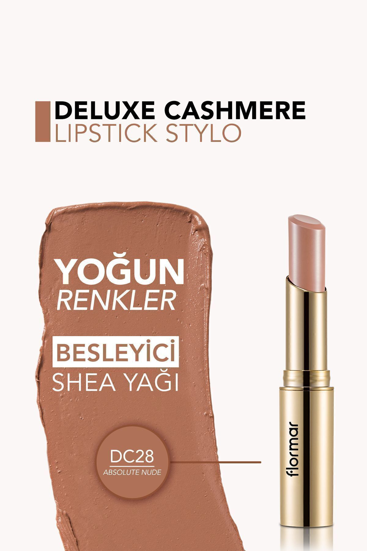 Flormar Kaşmir Dokulu Yarı Mat Stik Ruj (Açık Nude) - Deluxe Cashmere Lip