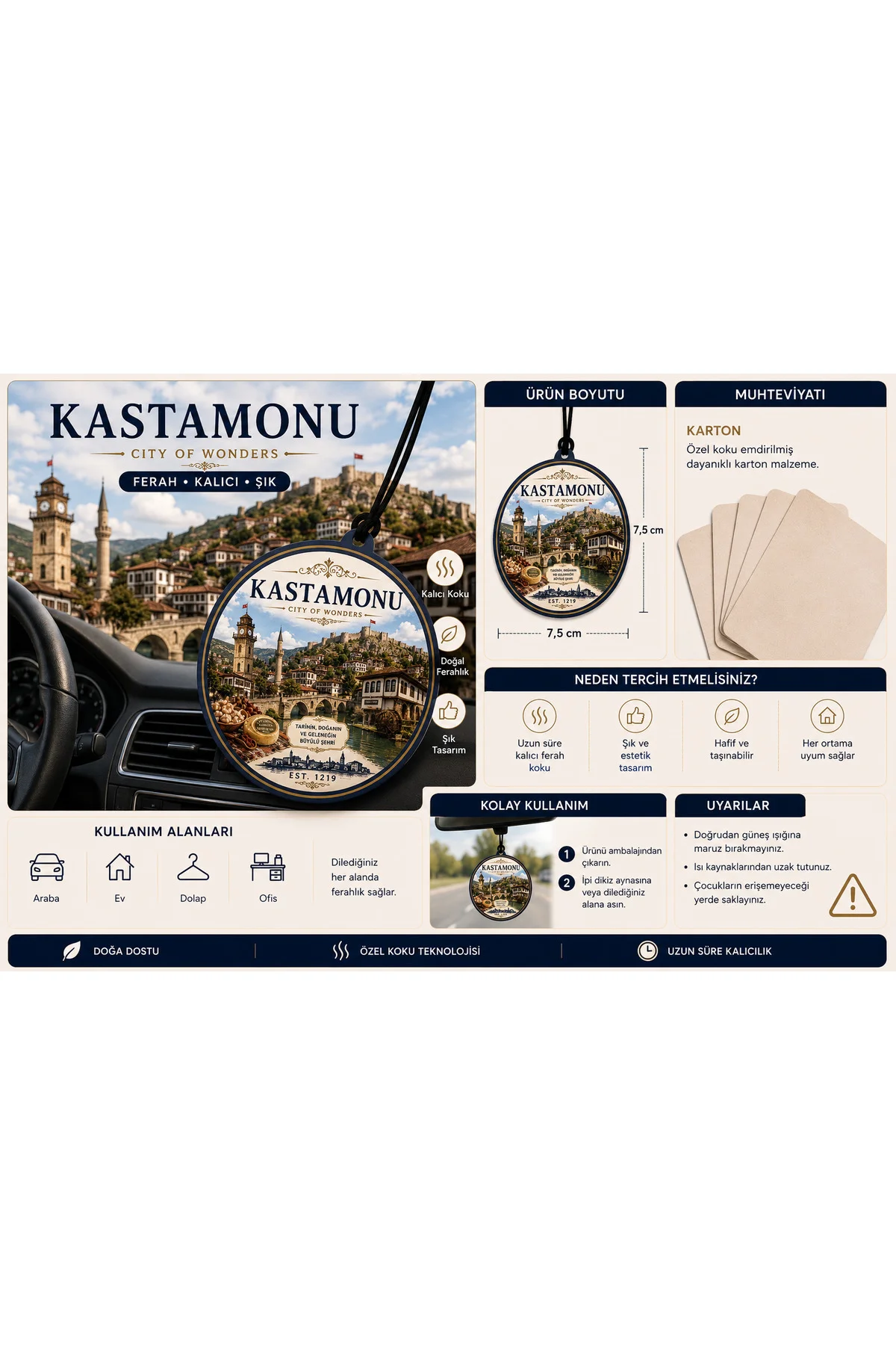 Kastamonu Şehri Tasarımlı Oto Kokusu,Araba Kokusu,Oto Aksesuarı v