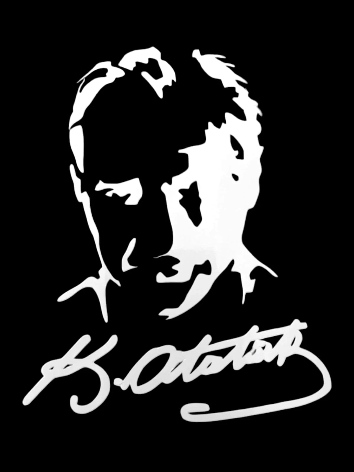 K.Atatürk Silüetli İmzalı Oto Sticker Beyaz 19x15cm K.Atatürk Silüetli İmzalı Oto Sticker Beyaz 19x15cm