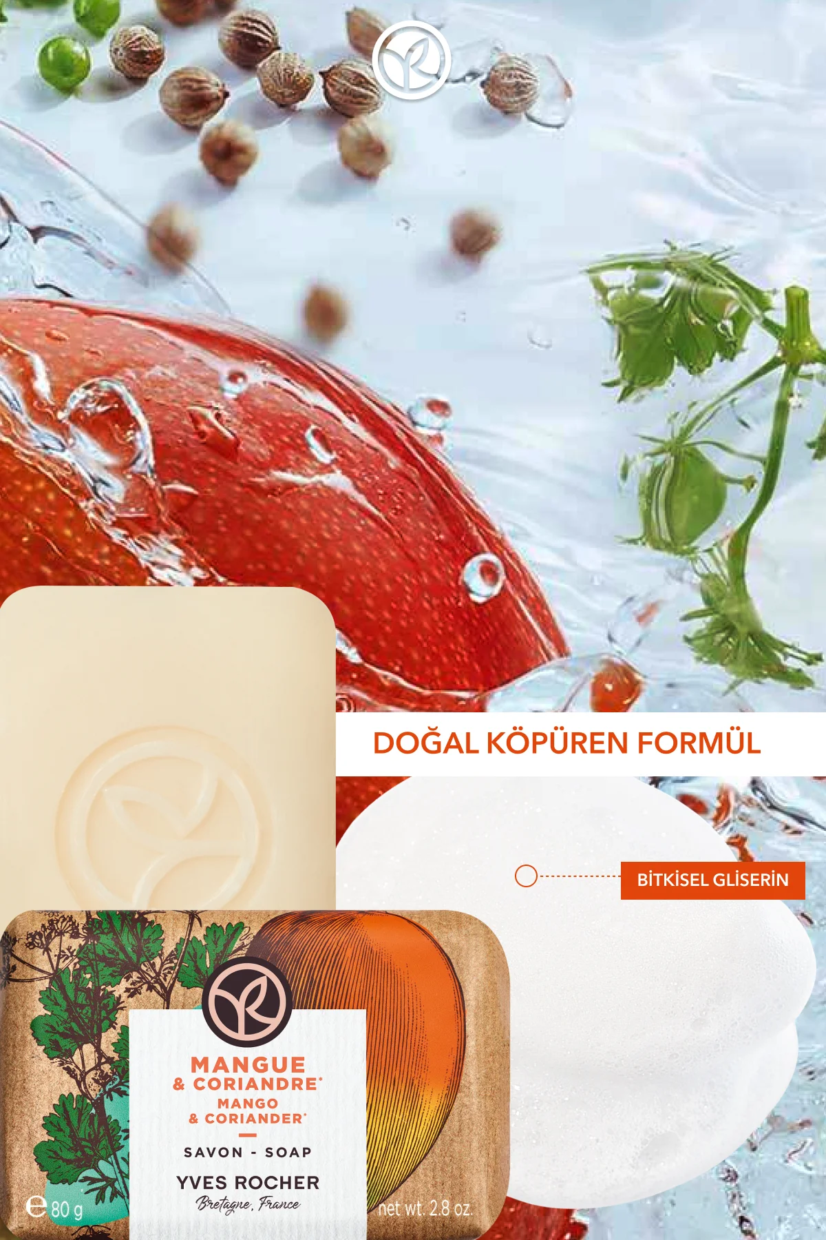 Katı Sabun - Canlandırıcı Mango Kişniş -SLS,SLES İçermez,Vegan-80