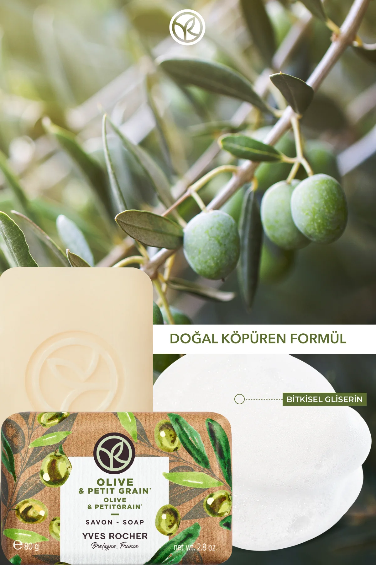 Katı Sabun - Ferahlatıcı Zeytin Turunç -SLS,SLES İçermez,Vegan-80