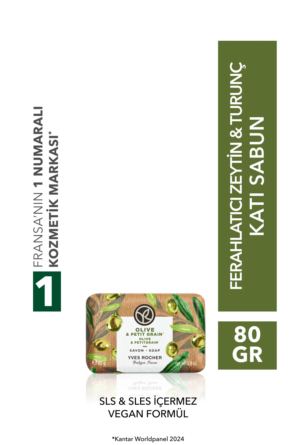 Katı Sabun - Ferahlatıcı Zeytin Turunç -SLS,SLES İçermez,Vegan-80
