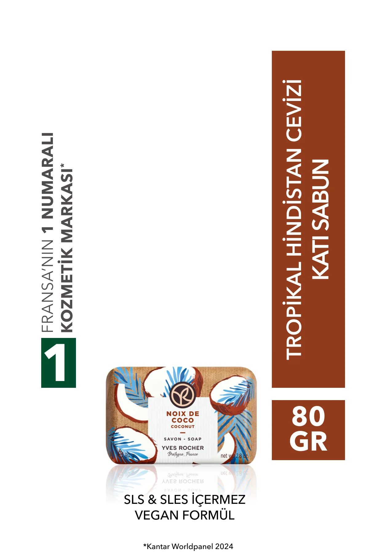 Katı Sabun - Tropikal Hindistan Cevizi -SLS,SLES İçermez,Vegan-80