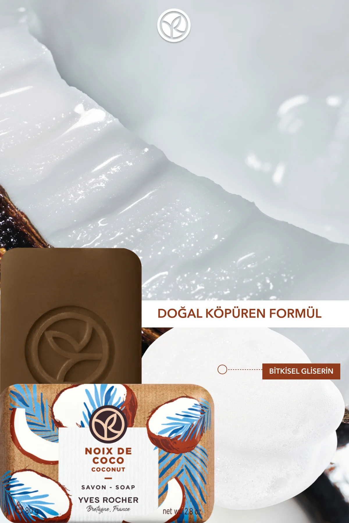 Katı Sabun - Tropikal Hindistan Cevizi -SLS,SLES İçermez,Vegan-80