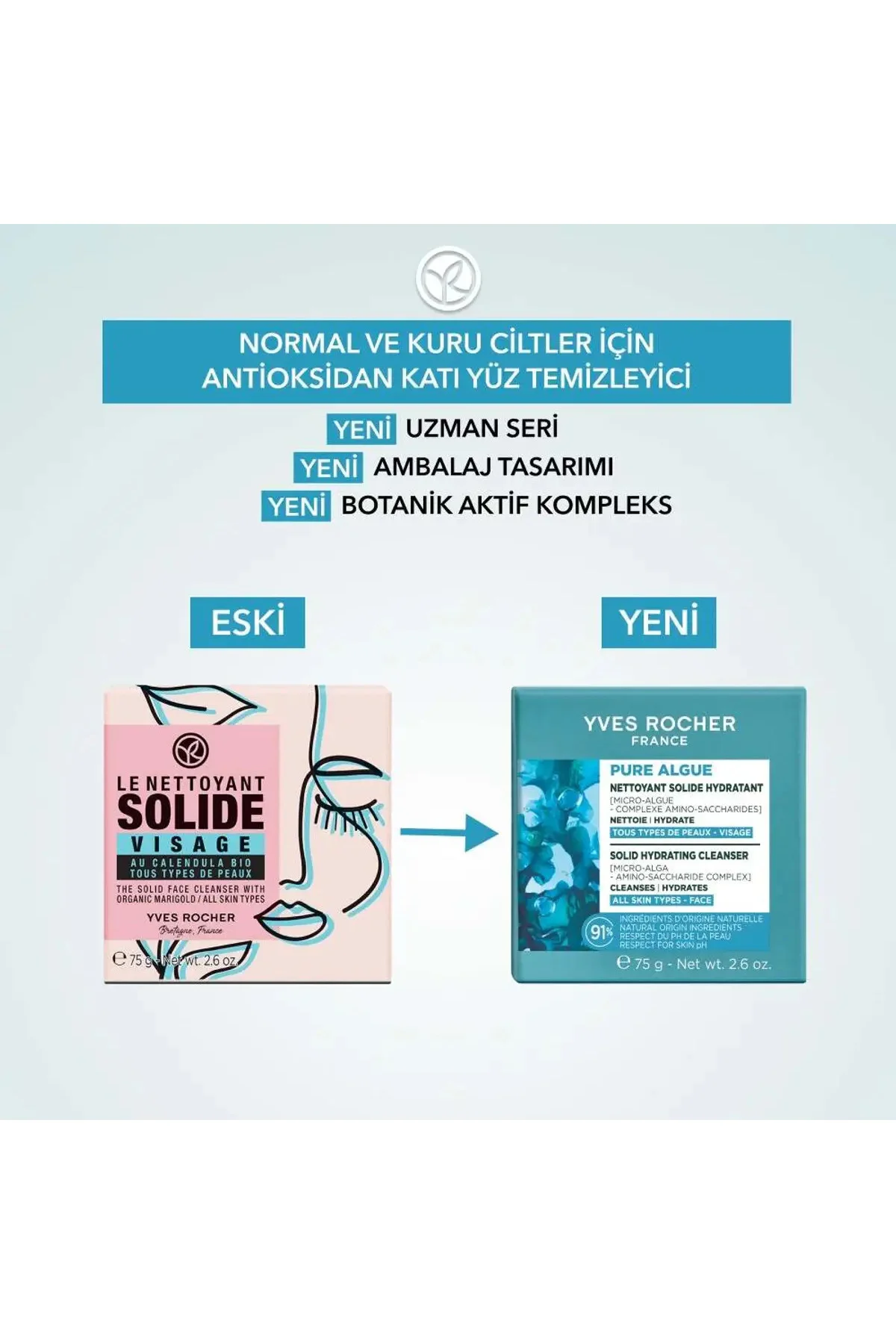 Katı Yüz Temizleyici - Tüm Ciltler Sülfat, sabun, koruyucu ve par