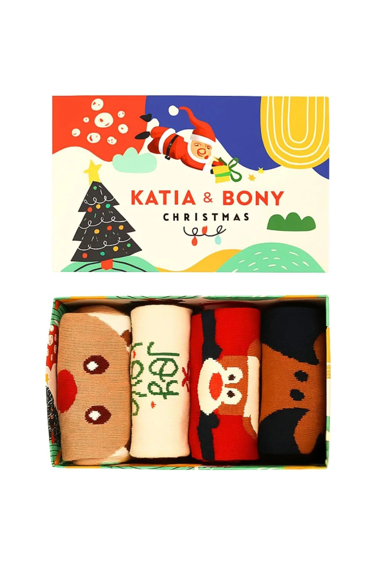 Katia & Bony Yılbaşı Desenli 4’lü Unisex Soket Çorap Seti – Hediy
