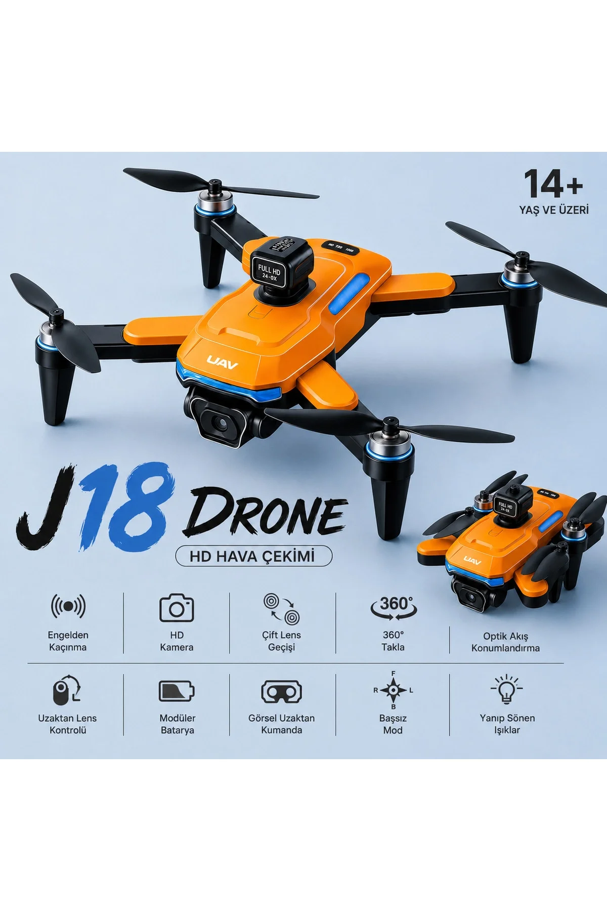 Katlana Bilir Çocuk Drone, 1080P Full HD Kameralı, 360 Derece Dönebilir, 10-20 Dakika Uçuş Süresi Fiyatı, Yorumları ve Özellikleri